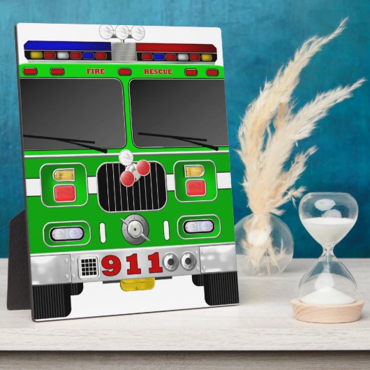 Lime Green Fire Truck Fotoplaat (Zijkant)