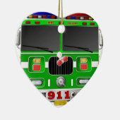 Lime Green Fire Truck Keramisch Ornament (Rechts)