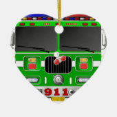 Lime Green Fire Truck Keramisch Ornament (Voorkant)