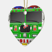 Lime Green Fire Truck Keramisch Ornament (Links)