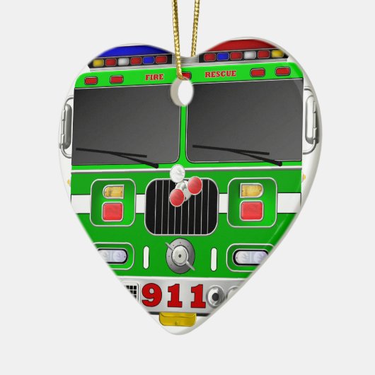 Lime Green Fire Truck Keramisch Ornament (Links)