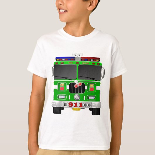 Lime Green Fire Truck T-shirt (Voorkant)