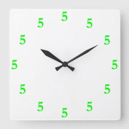 Lime Green Five oClock ergens op White Vierkante Klok