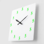 Lime Green Five oClock ergens op White Vierkante Klok (Hoek)