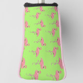 Lime Green Flamingo Golf Head Hoesje Golfheadcover (Draai 90)