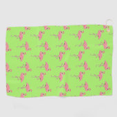 Lime Green Flamingo's patroon Golfhanddoek (Horizontaal)