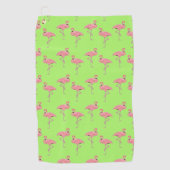 Lime Green Flamingo's patroon Golfhanddoek (Voorkant)