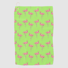 Lime Green Flamingo's patroon Golfhanddoek