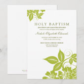 Lime Green Floral Heilige Baptisme Kaart (Voorkant / Achterkant)