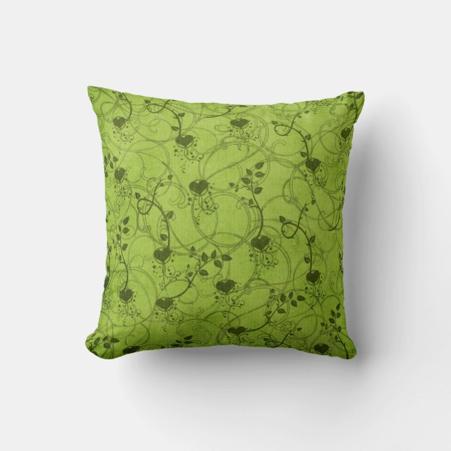 Lime Green Floral Ontworpen Pillow Kussen (Voorkant)