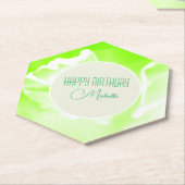 Lime Green Floral Print Paper Onderzetter (Schuin)