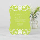 Lime Green Floral Swirl Bracket Weddenschap Kaart (Staand voorkant)