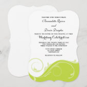 Lime Green Floral Swirl Bracket Wedding Invites Kaart (Voorkant / Achterkant)