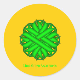 Lime Green Flower Ribbon door Kenneth Yoncich Ronde Sticker