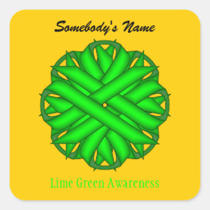 Lime Green Flower Ribbon door Kenneth Yoncich Vierkante Sticker