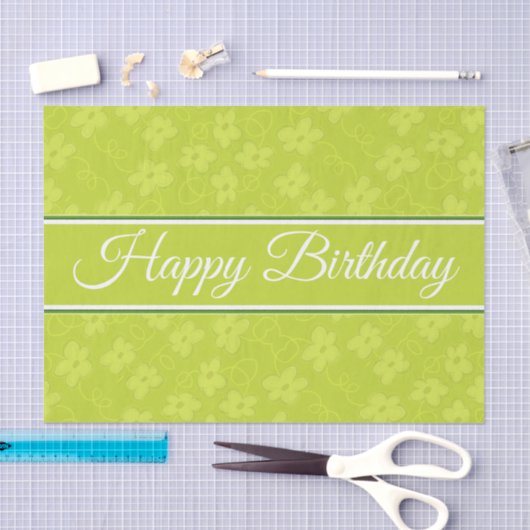 Lime Green Flowered Birthday Tissuepapier (Craft)