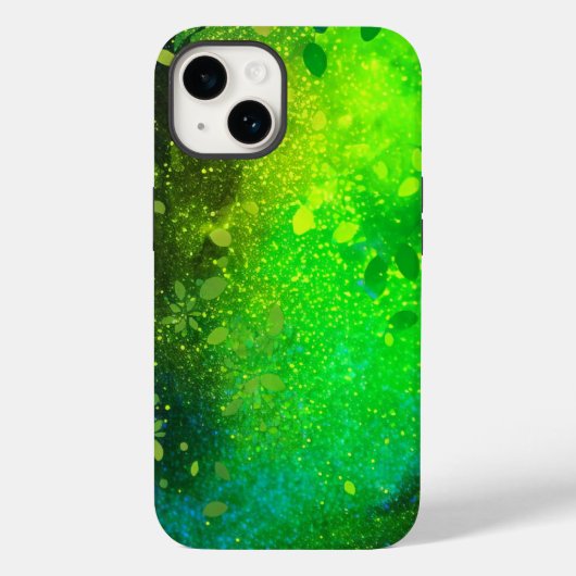 Lime Green Forest Glitter iPhone Mate Stoer Hoesje (Achterkant)