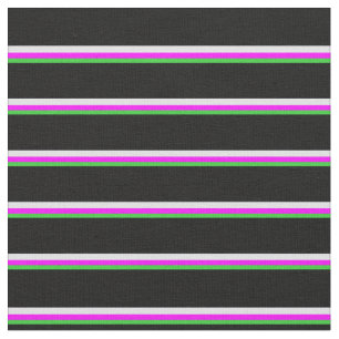 Lime Green, Fuchsia, Lavendel en zwarte lijnen Stof