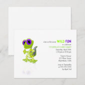 Lime Green Gecko Birthday Uitnodiging (Voorkant / Achterkant)