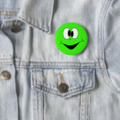 Lime Green Gekke Googlie Eyes Face Button (In situ)