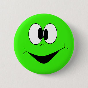 Lime Green Gekke Googlie Eyes Face Button