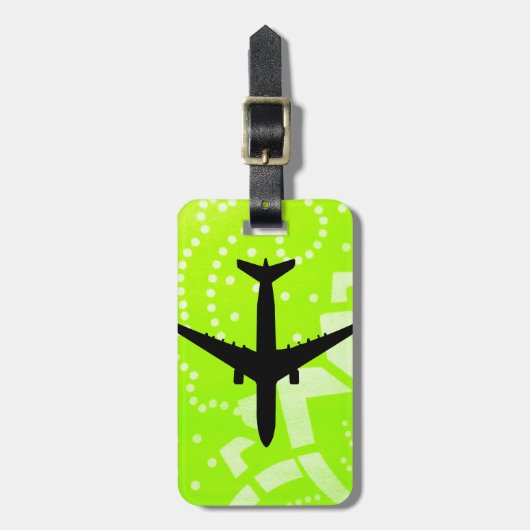 Lime Green geomentric punt stripe grafisch patroon Bagagelabel (Voorkant verticaal)