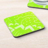 Lime Green geomentric punt stripe grafisch patroon Drankjes Onderzetter (Linkerzijde)