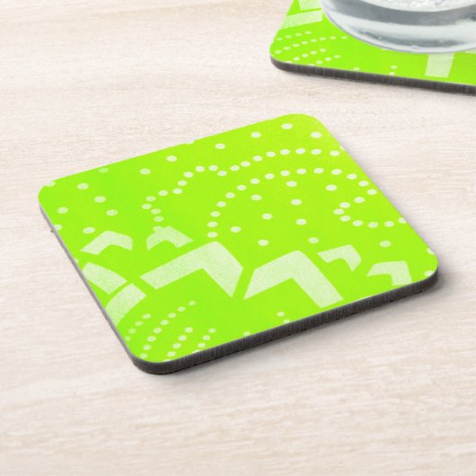 Lime Green geomentric punt stripe grafisch patroon Drankjes Onderzetter (Linkerzijde)