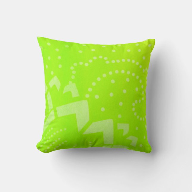 Lime Green geomentric punt stripe grafisch patroon Kussen (Voorkant)