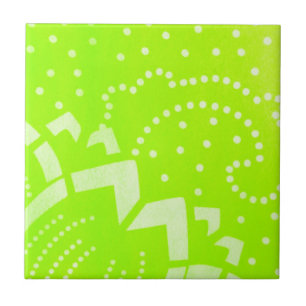 Lime Green geomentric punt stripe grafisch patroon Tegeltje