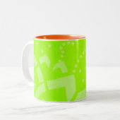 Lime Green geomentric punt stripe grafisch patroon Tweekleurige Koffiemok (Voorkant links)