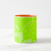 Lime Green geomentric punt stripe grafisch patroon Tweekleurige Koffiemok (Center)