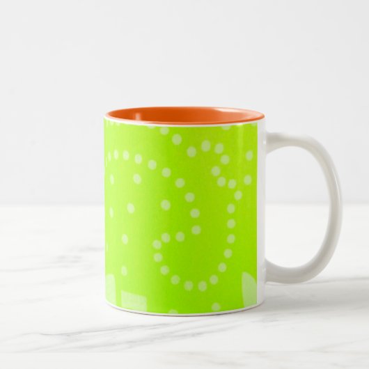 Lime Green geomentric punt stripe grafisch patroon Tweekleurige Koffiemok (Rechts)