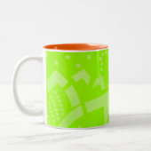Lime Green geomentric punt stripe grafisch patroon Tweekleurige Koffiemok (Links)