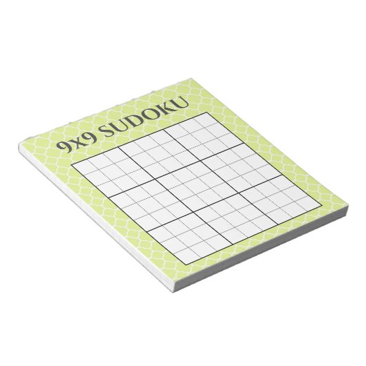 Lime Green Geometric 9x9 Sudoku Grid Sjabloon Notitieblok (Schuin)