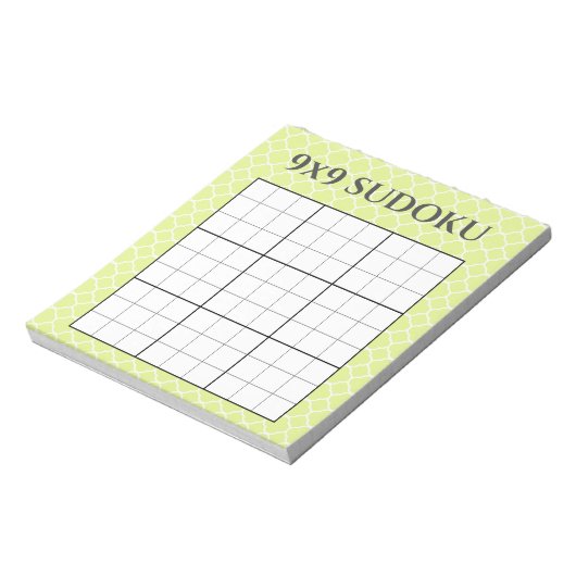 Lime Green Geometric 9x9 Sudoku Grid Sjabloon Notitieblok (Linkerzijde)