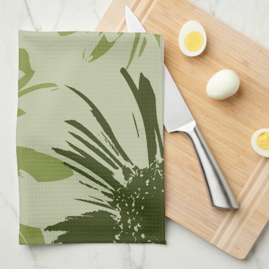 Lime Green Gerbera Flowers Theedoek (Quarter Fold)