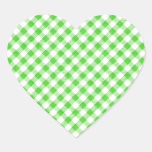 Lime Green Gingham geruit patroon Hart Sticker
