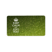 Lime Green Glamor Keep Calm Gezegde Etiket (Voorkant)