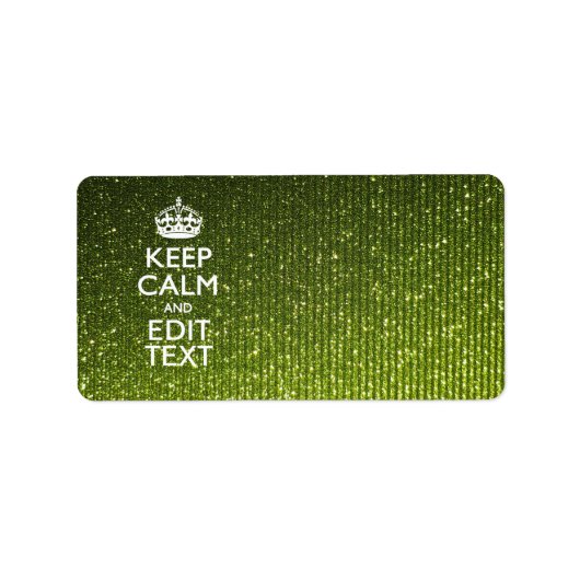 Lime Green Glamor Keep Calm Gezegde Etiket (Voorkant)
