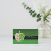 Lime Green Glitter Apple Holistic Healer Nutrition Visitekaartje (Staand voorkant)