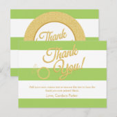 Lime Green, Glitter en Stripes Bedankt Kaarten (Voorkant / Achterkant)