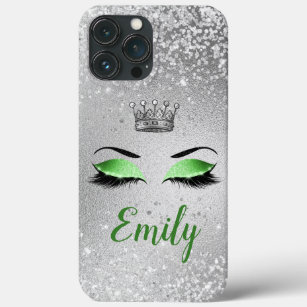 Lime Green Glitter Eyes Monogram Case-Mate iPhone Case