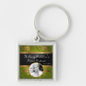 Lime Green Glitter Sequin Disco Glitz Sleutelhange Sleutelhanger (Voorkant)