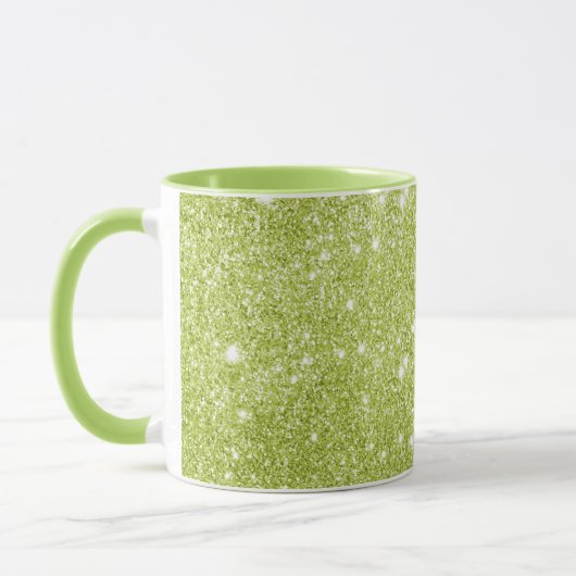 Lime Green Glitter Sparkles Mok (Links)