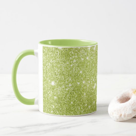 Lime Green Glitter Sparkles Mok (Met donut)