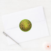 Lime Green Gold Celtic Damask Envelope Seal Ronde Sticker (Envelop)