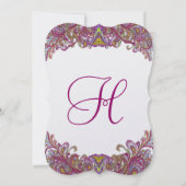 Lime Green Gold Damask Wedding Invitation Kaart (Achterkant)