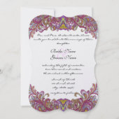 Lime Green Gold Damask Wedding Invitation Kaart (Voorkant)