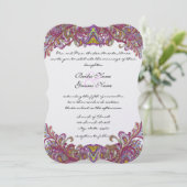 Lime Green Gold Damask Wedding Invitation Kaart (Staand voorkant)